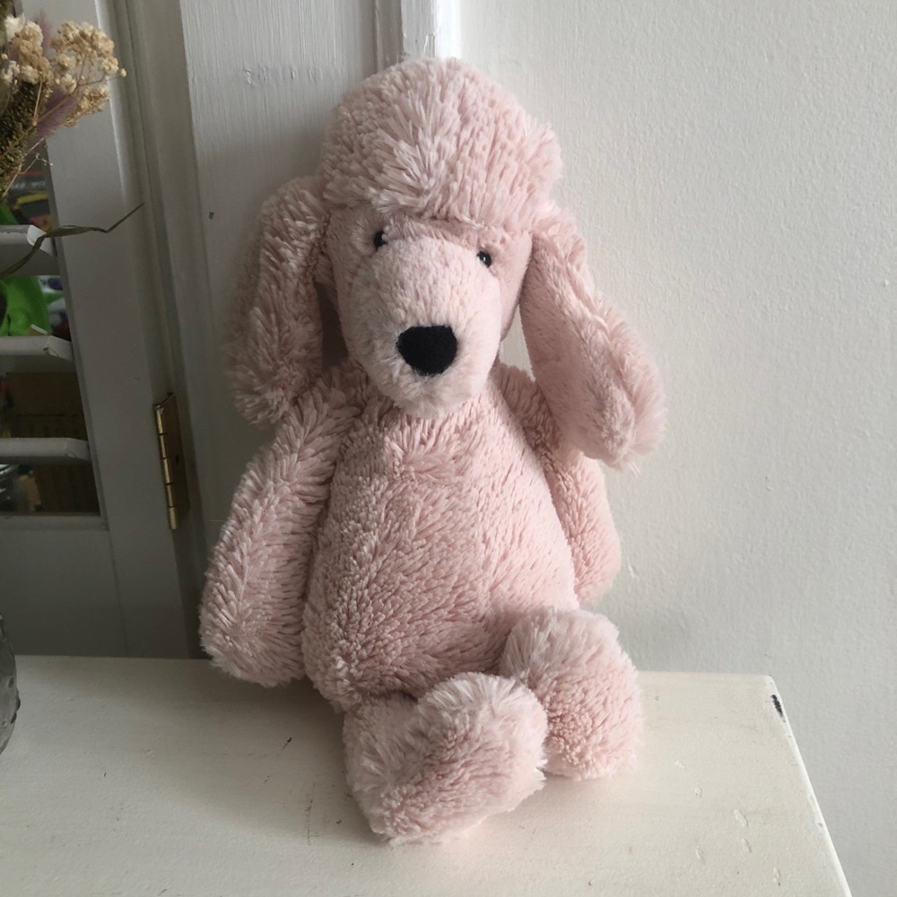 Jellycat Blush Pink Bashful Poodle Medium 12” Retired Stuffed Animal